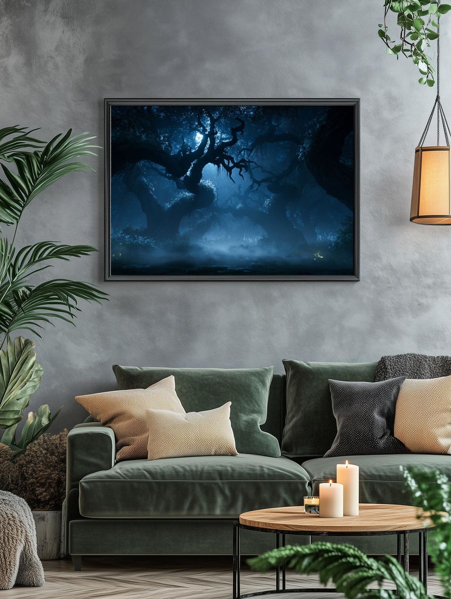 Moonlit Forest Canopy Poster. — room view 4
