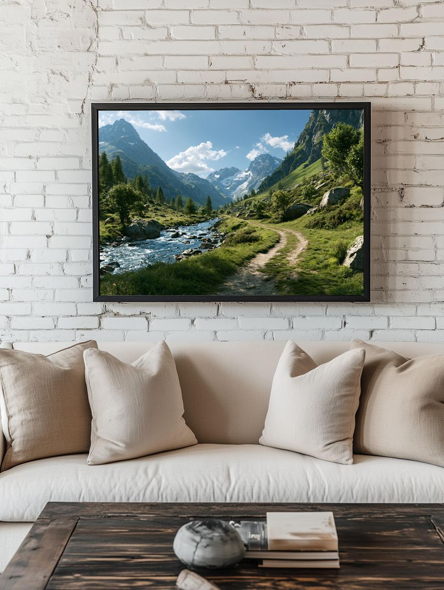 Alpine Valley River Landscape Poster. — room view 1