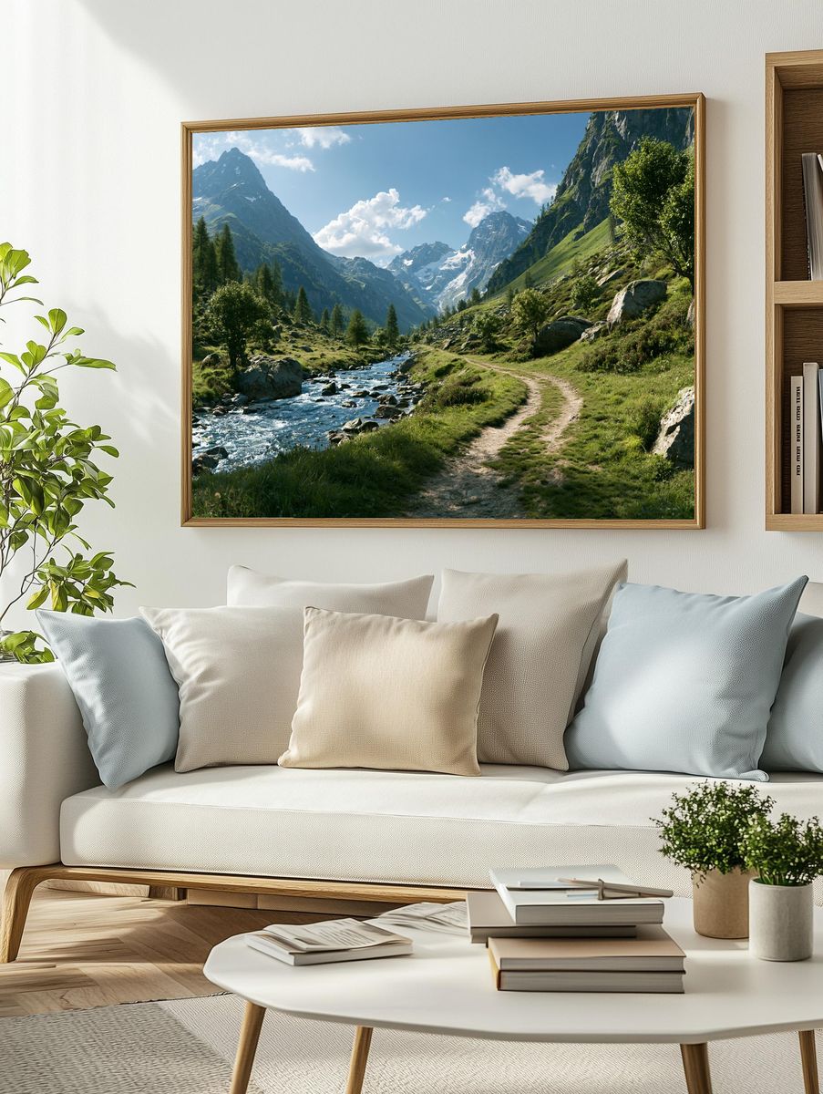 Alpine Valley River Landscape Poster. — room view 2