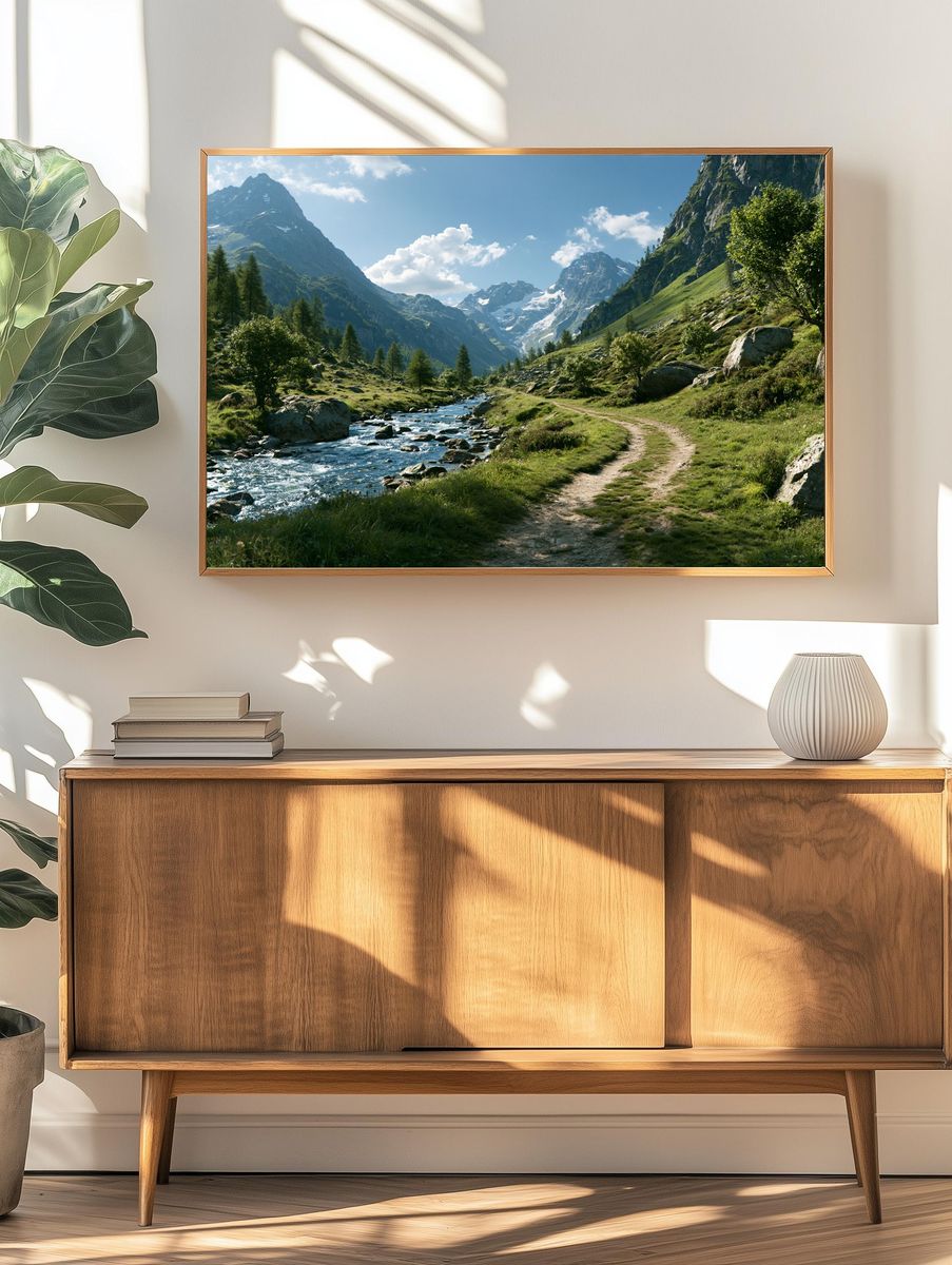 Alpine Valley River Landscape Poster. — room view 3