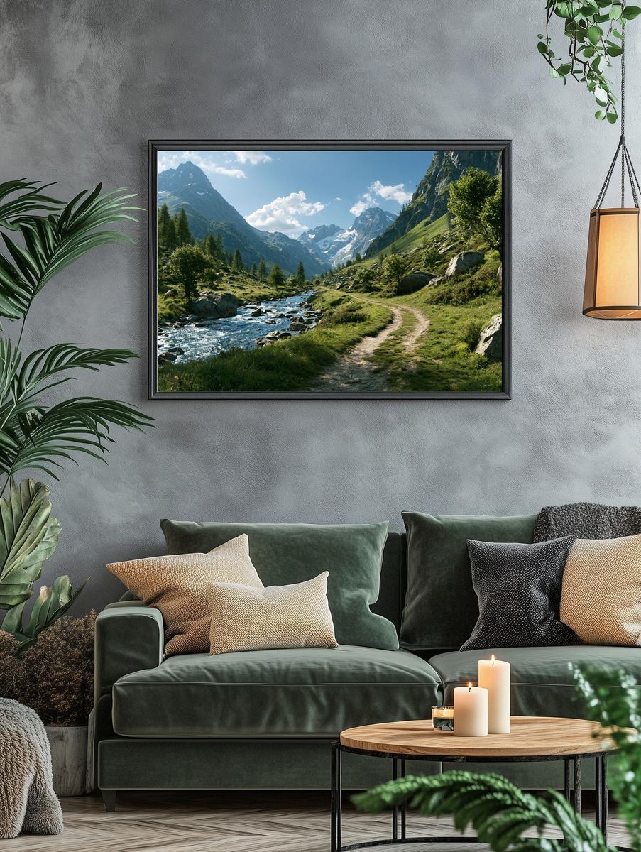 Alpine Valley River Landscape Poster. — room view 4