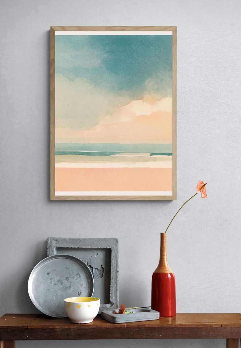 Pastel Seascape Watercolor Poster. — room view 3