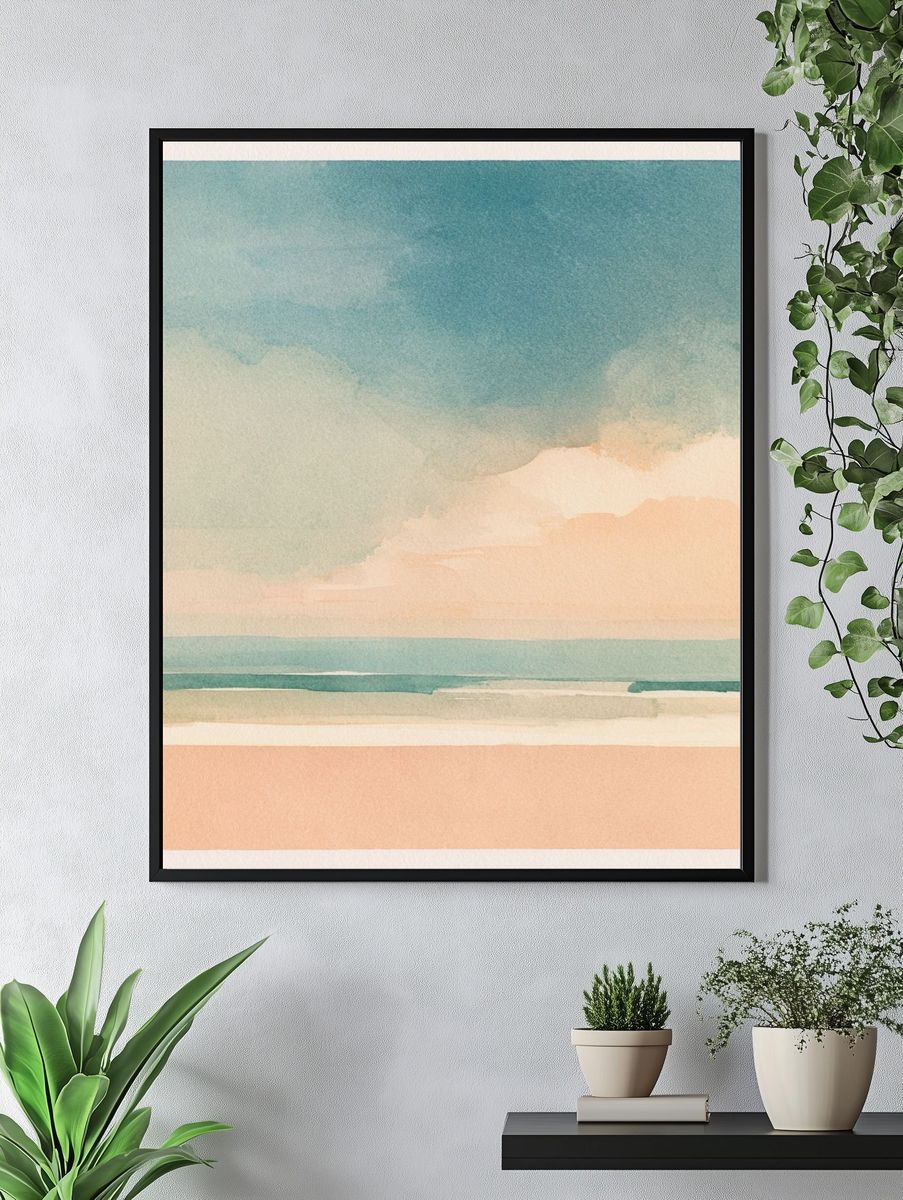 Pastel Seascape Watercolor Poster. — room view 4