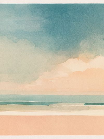 Pastel Seascape Watercolor Poster. poster