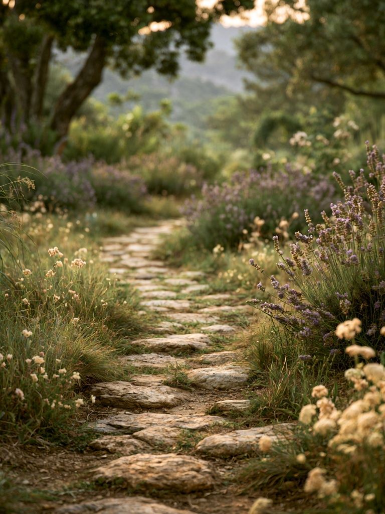 Wildflower Garden Path Photography Poster. poster detail