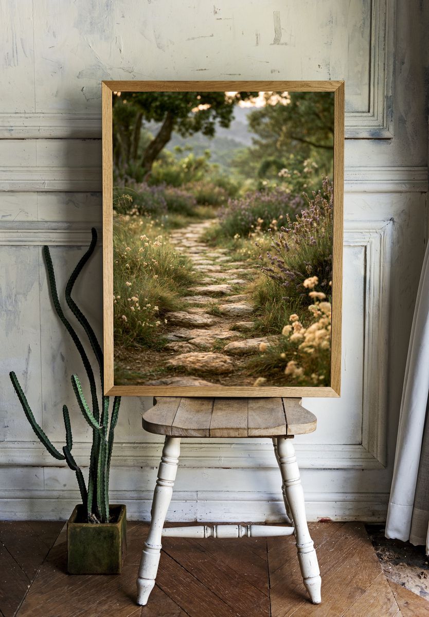 Wildflower Garden Path Photography Poster. — room view 1