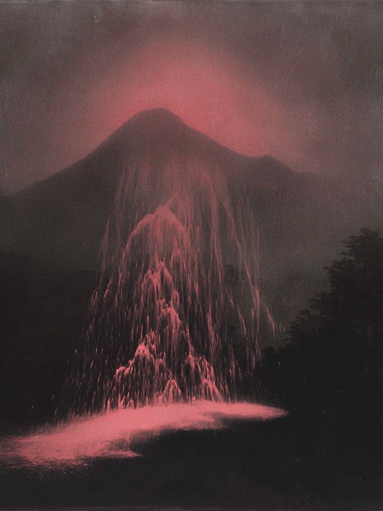 Pink Volcano Landscape Print. poster — nature art