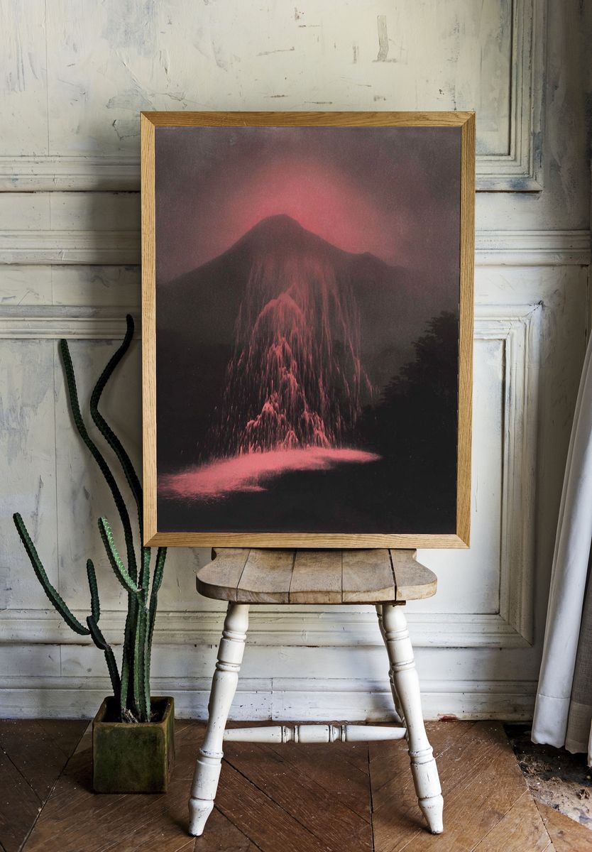 Pink Volcano Landscape Print. — room view 1