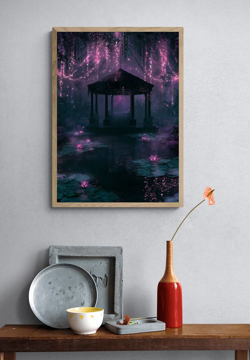Enchanted Moonlit Garden Print. — room view 3