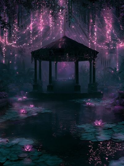 Enchanted Moonlit Garden Print.