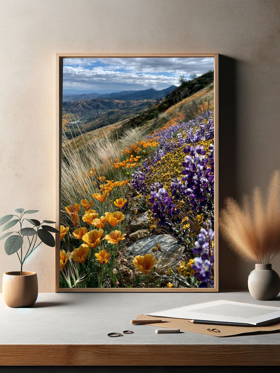 Wildflower Mountain Meadow Photography Poster. — room view 2