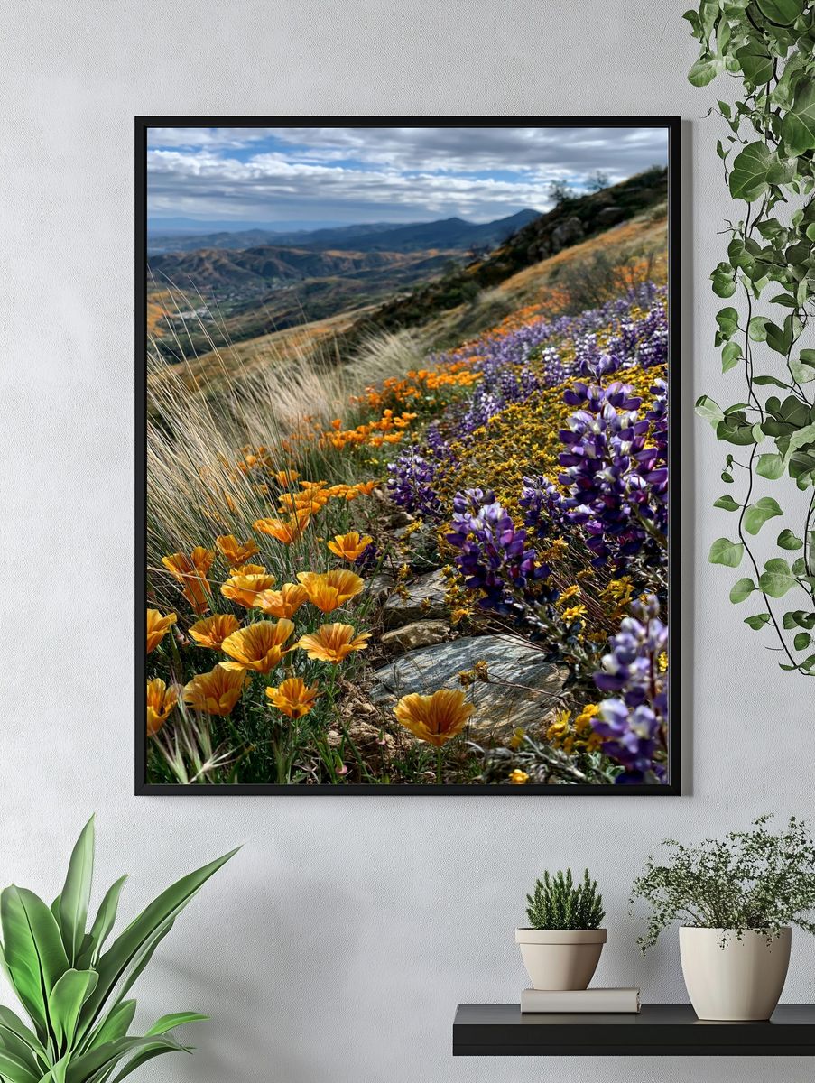 Wildflower Mountain Meadow Photography Poster. — room view 4