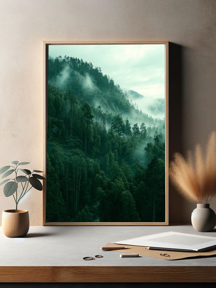 Misty Forest Landscape Poster. — room view 2