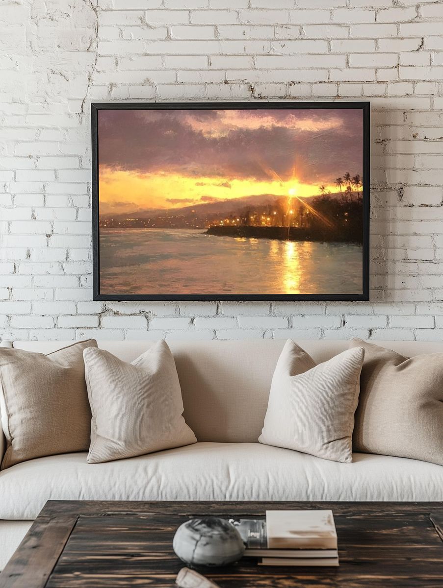 Golden Coastal Sunset Print room preview