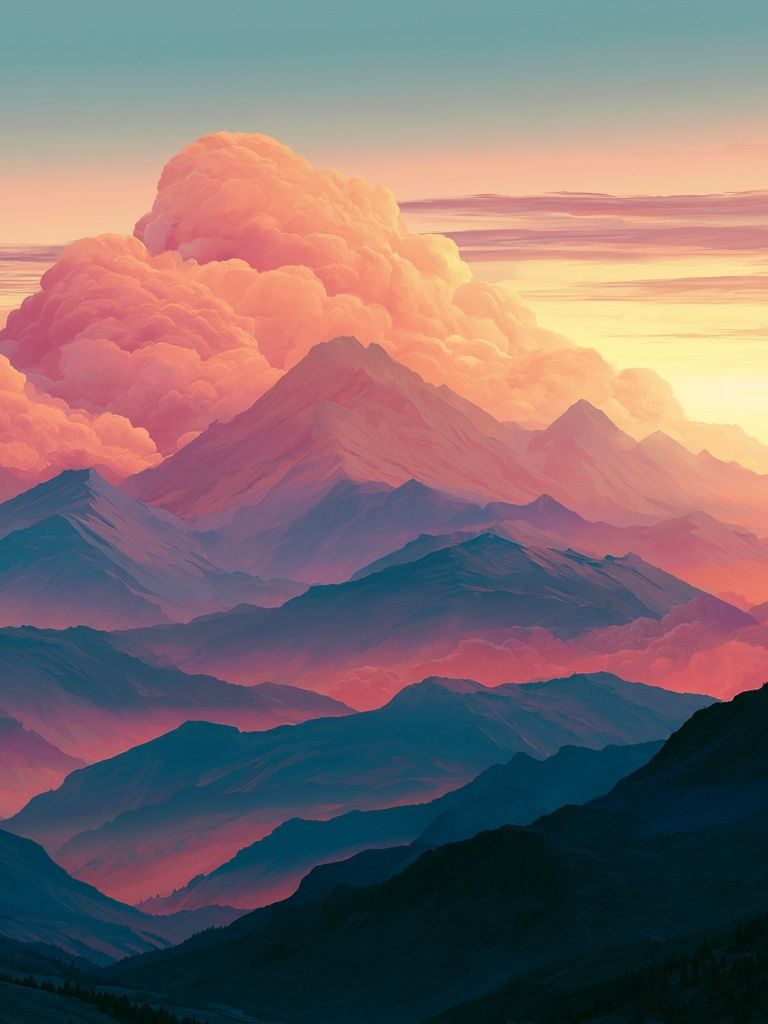 Pastel Mountain Sunrise Print. poster — nature art