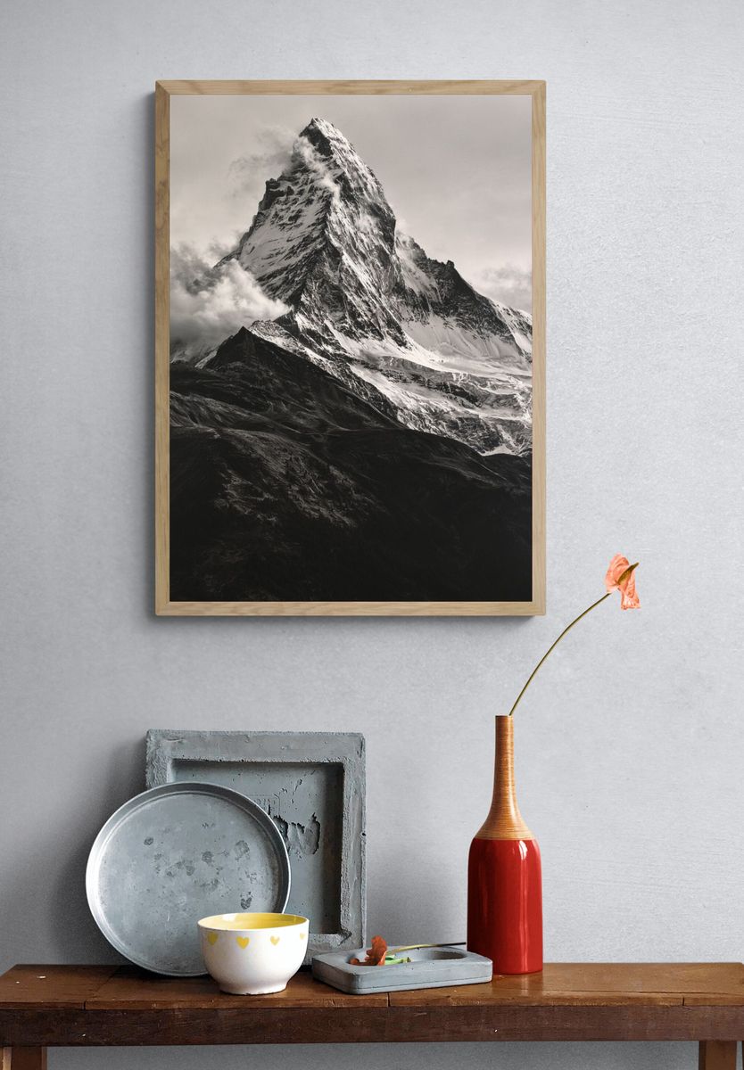 Snowy Mountain Peak Photography Poster. — room view 3