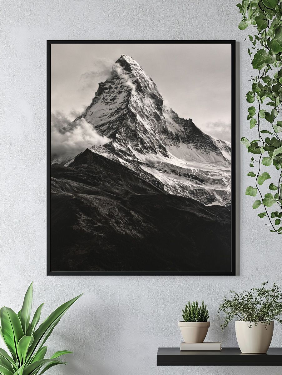 Snowy Mountain Peak Photography Poster. — room view 4