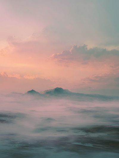 Pastel Misty Seascape Print. poster