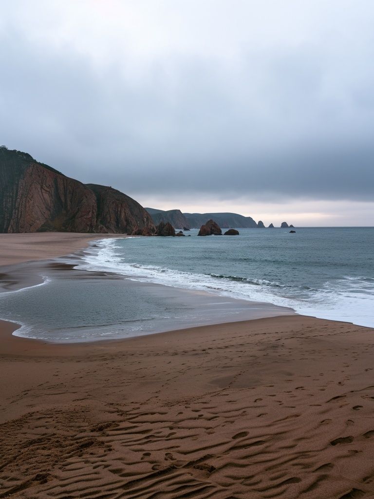 Misty Coastal Beach Landscape Poster. poster — nature art