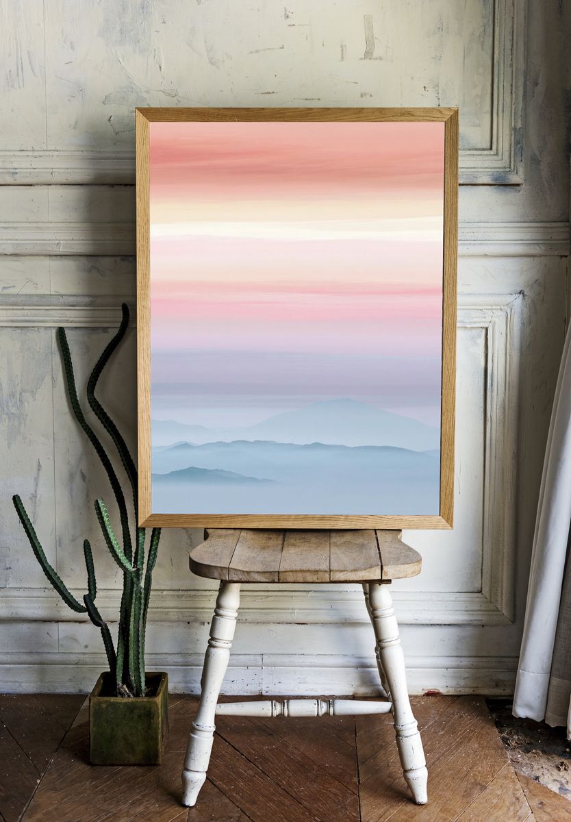 Pastel Mountain Mist Print. — room view 1