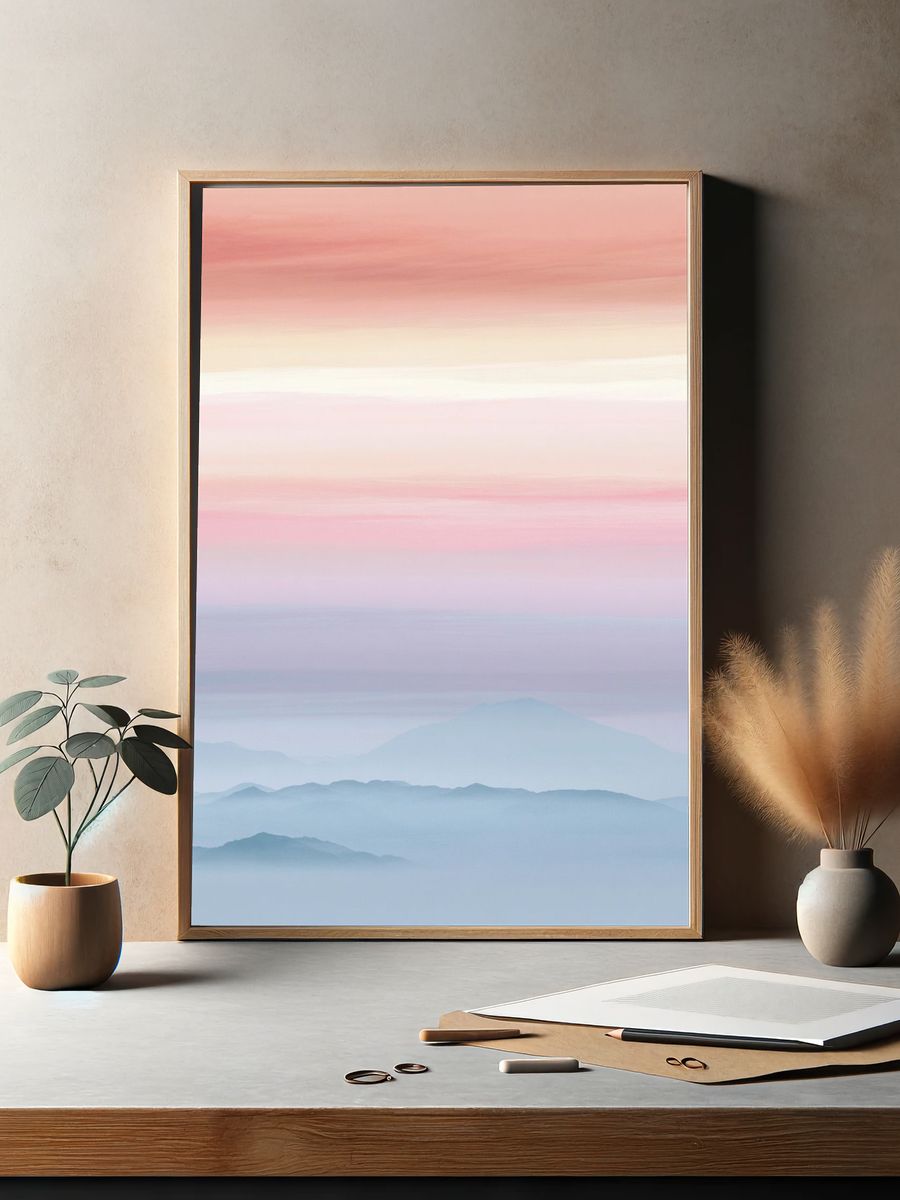 Pastel Mountain Mist Print. — room view 2