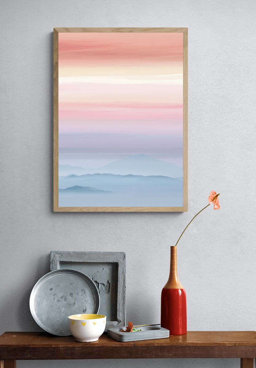 Pastel Mountain Mist Print. — room view 3