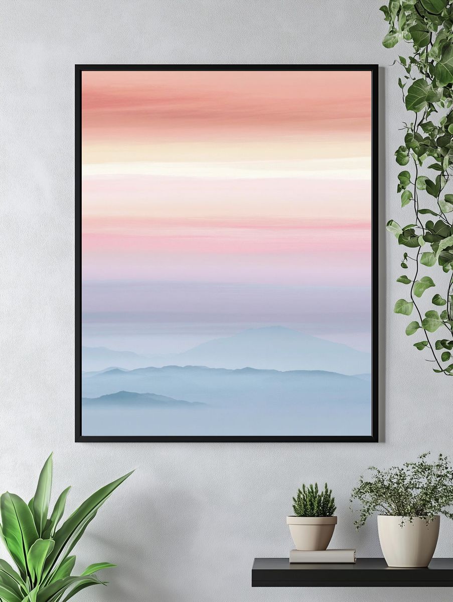 Pastel Mountain Mist Print. — room view 4