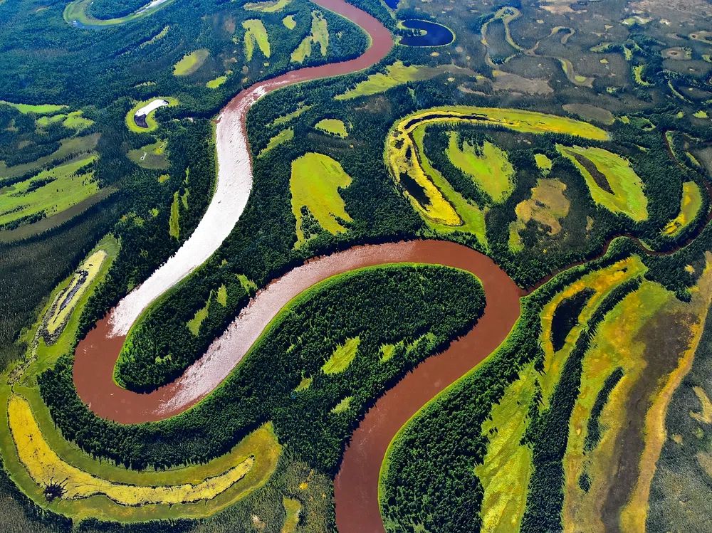 Winding River Delta Landscape Poster. poster — nature art