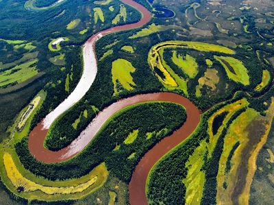 Winding River Delta Landscape Poster. poster
