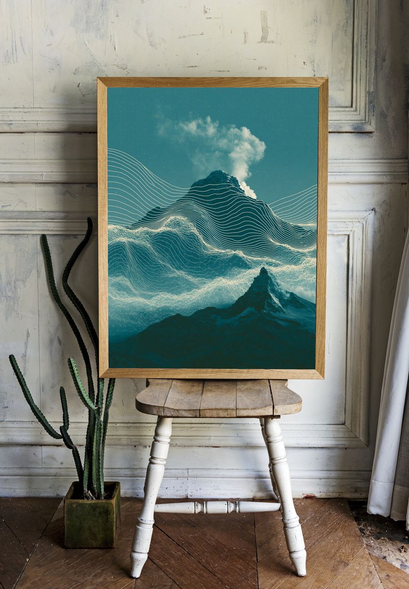 Abstract Mountain Waves Print. — room view 1