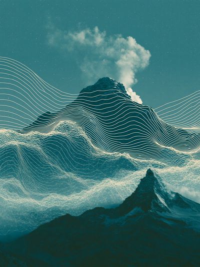 Abstract Mountain Waves Print. poster