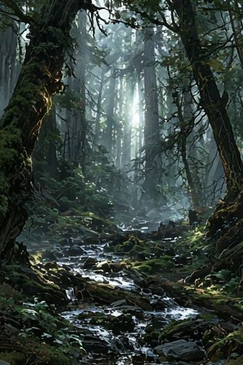 Misty Forest Light Poster. poster — nature art