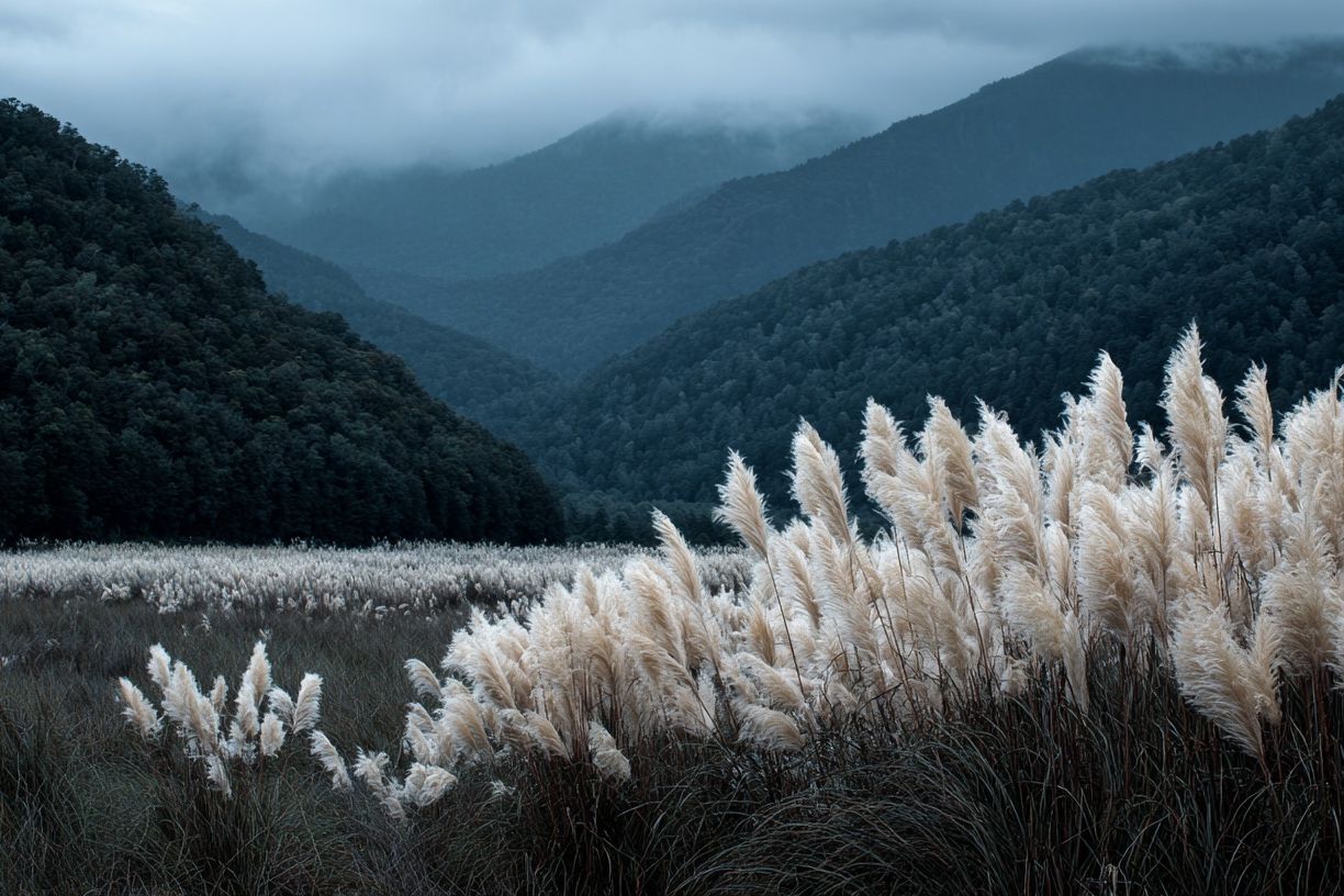 Misty Mountain Grassland Photography Poster. poster — nature art