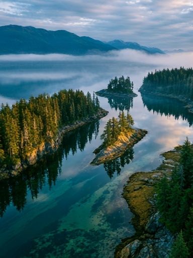 Misty Mountain Lake Landscape Poster. poster detail