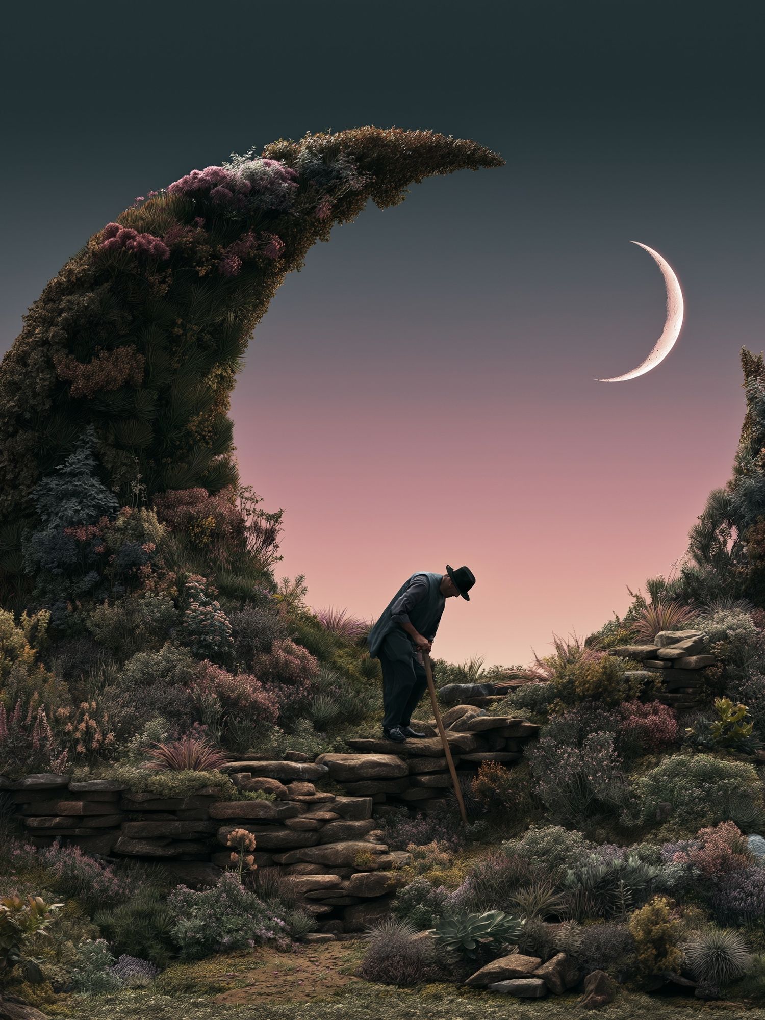 Moonlit Garden Dreamscape Poster. poster detail