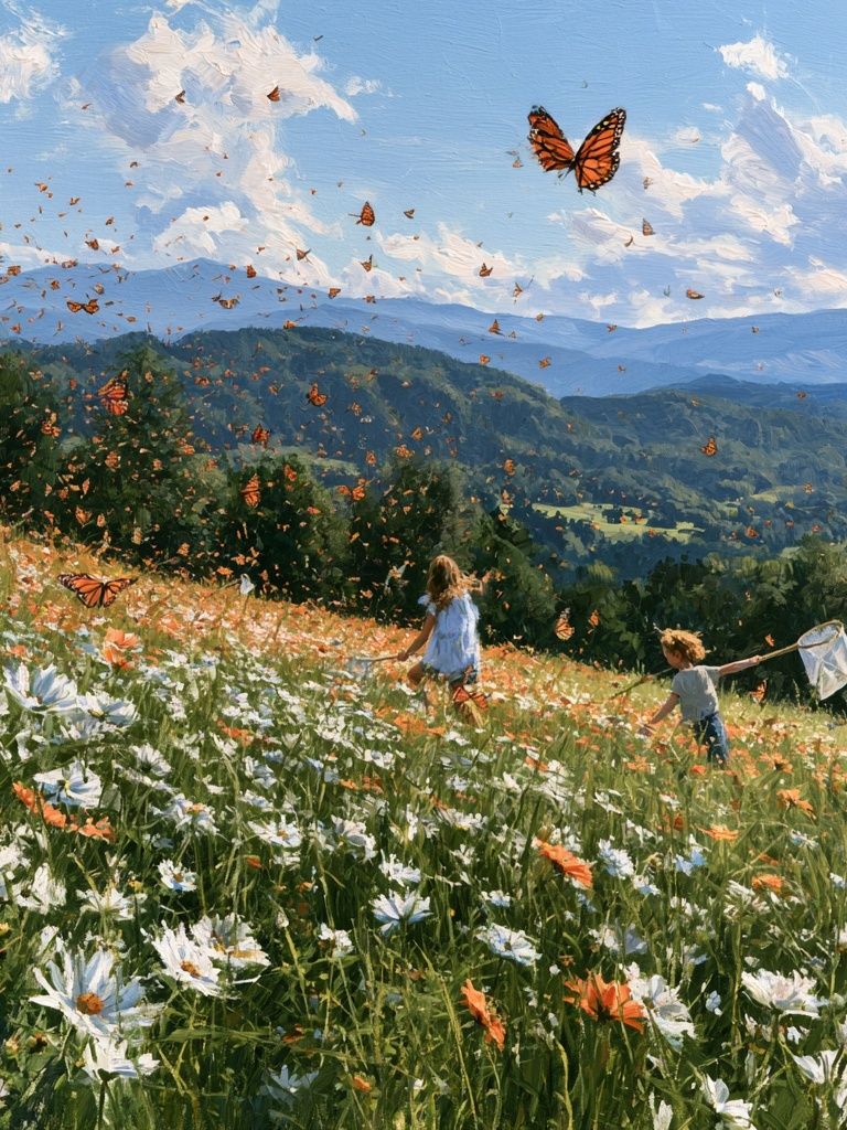 Butterfly Meadow Landscape Print. poster detail