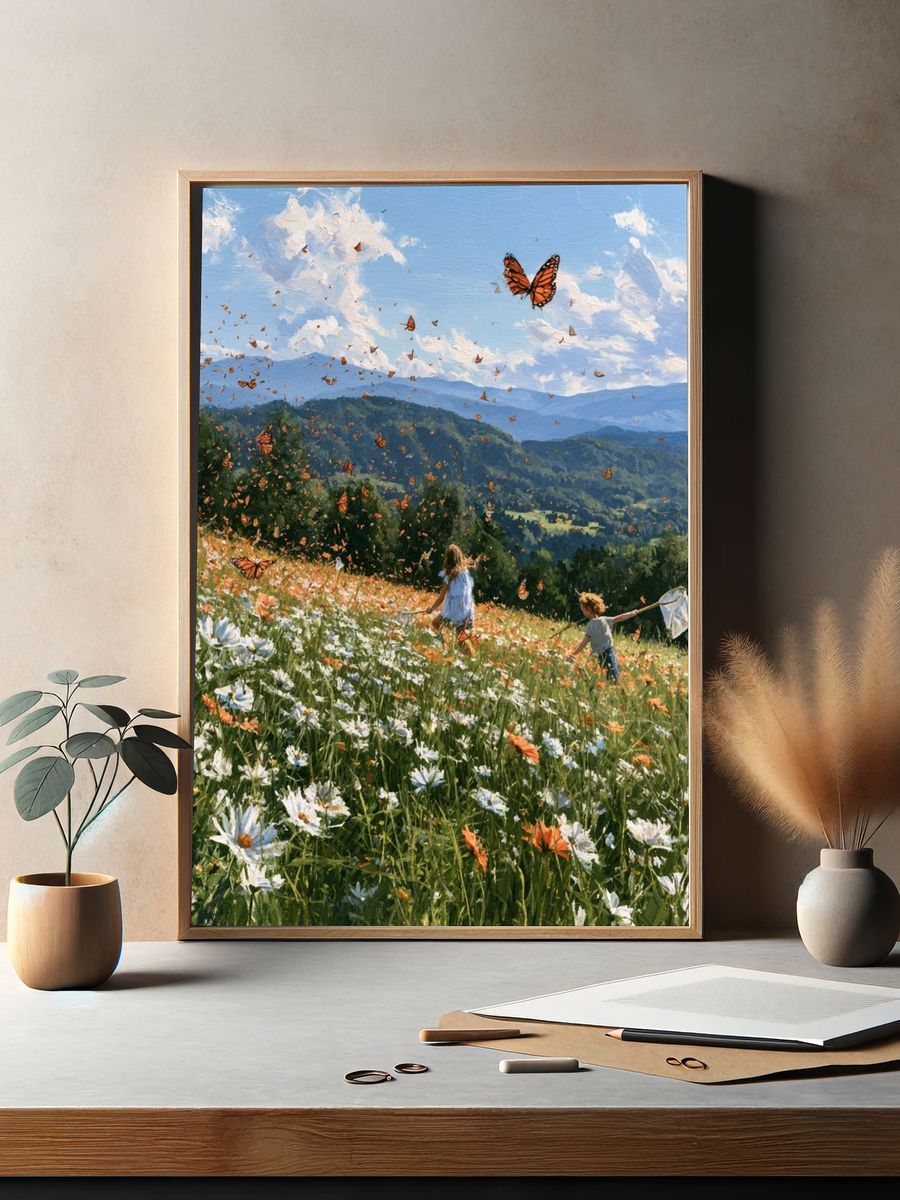 Butterfly Meadow Landscape Print. — room view 2