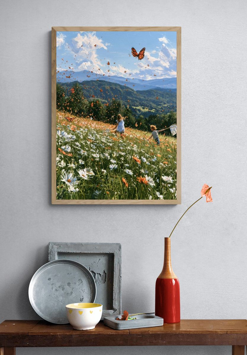 Butterfly Meadow Landscape Print. — room view 3