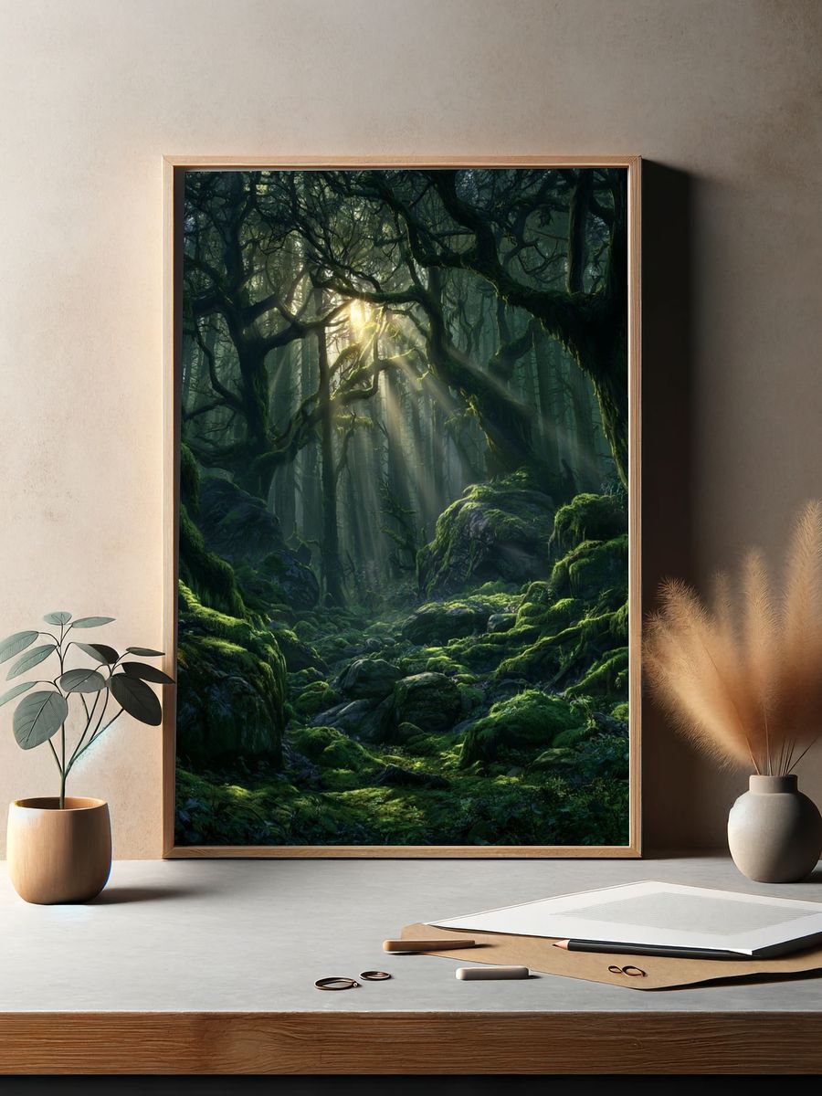 Enchanted Moss Forest Print. — room view 2