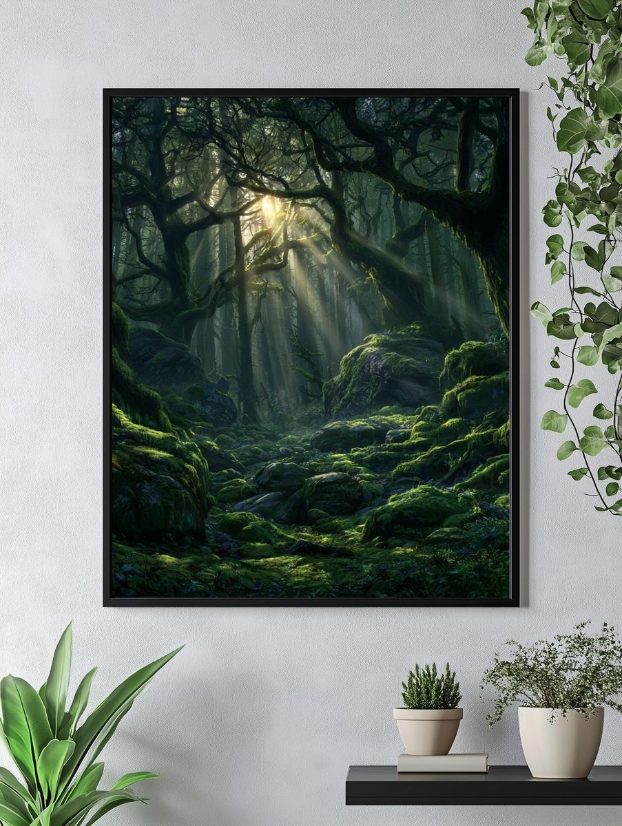 Enchanted Moss Forest Print. — room view 4