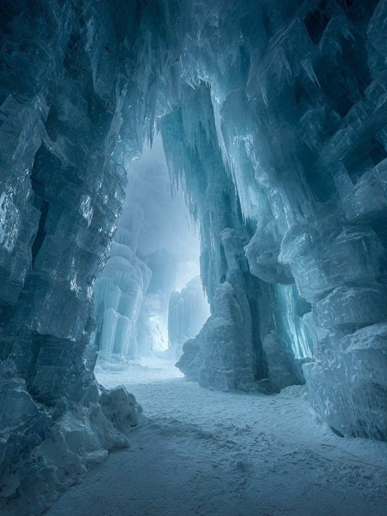 Frozen Ice Cave Landscape Print. poster detail