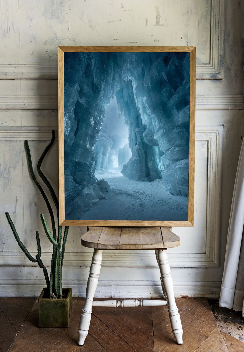 Frozen Ice Cave Landscape Print. — room view 1