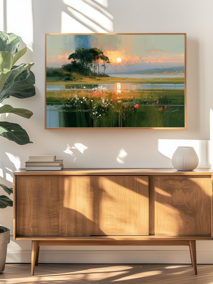Sunset Lake Landscape Print. — room view 3