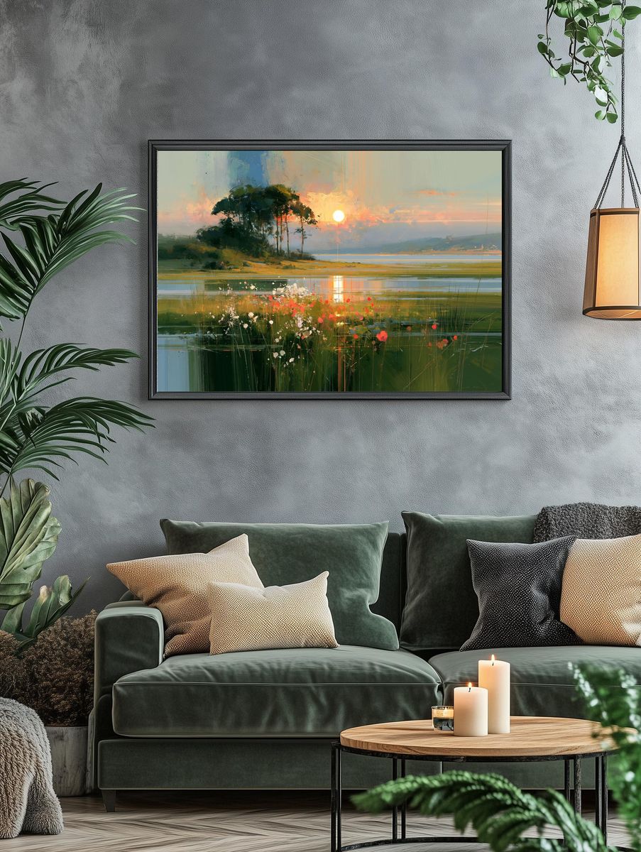 Sunset Lake Landscape Print. — room view 4