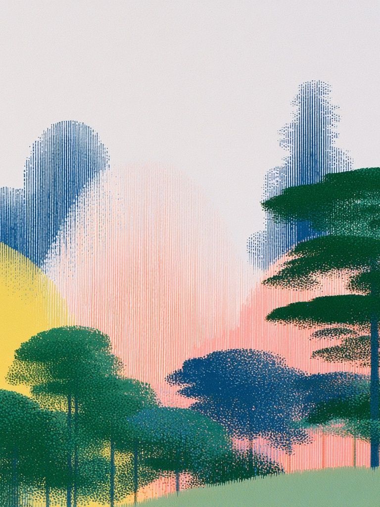 Sunset Forest Illustration Poster. poster — nature art