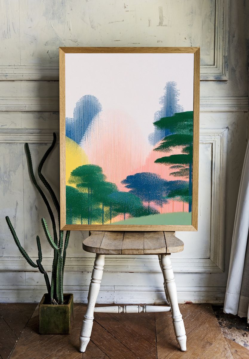 Sunset Forest Illustration Poster. room preview