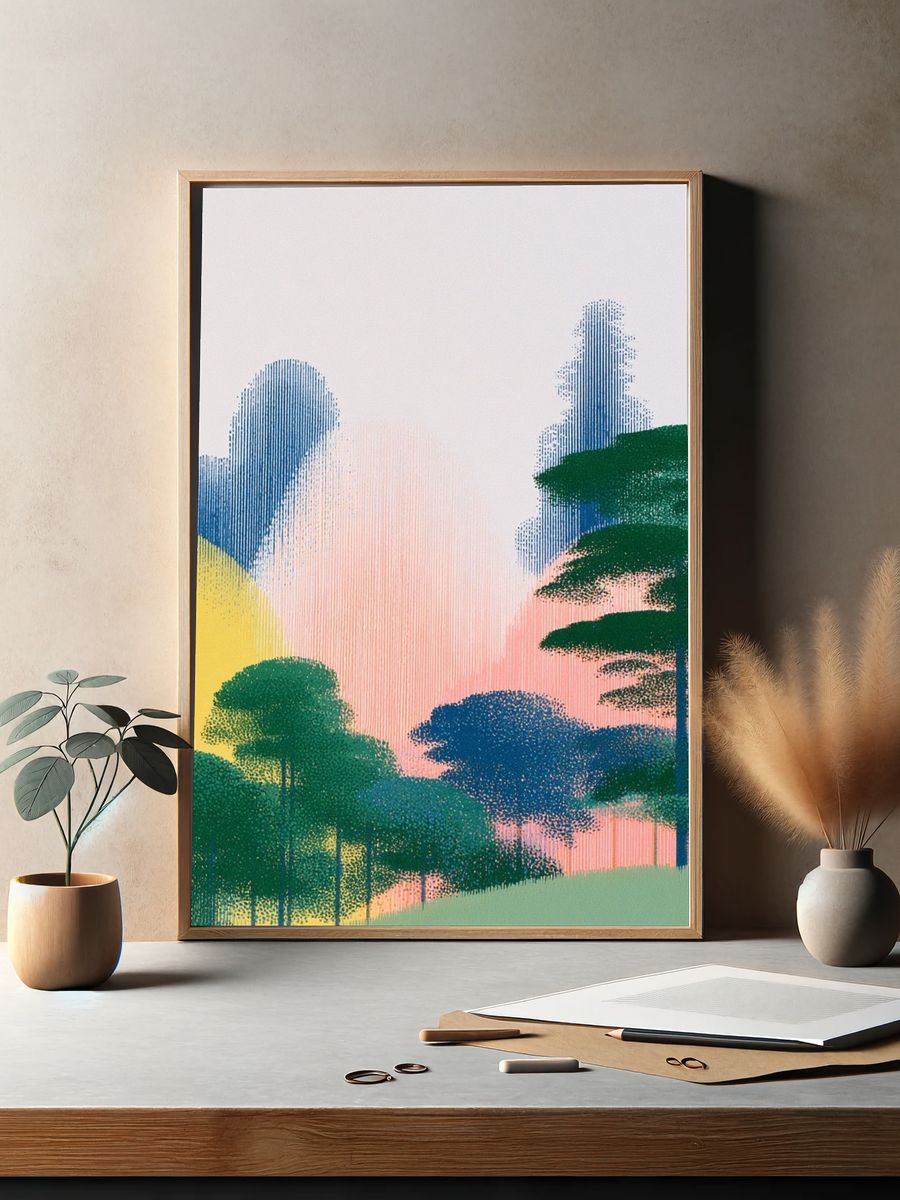 Sunset Forest Illustration Poster. — room view 2