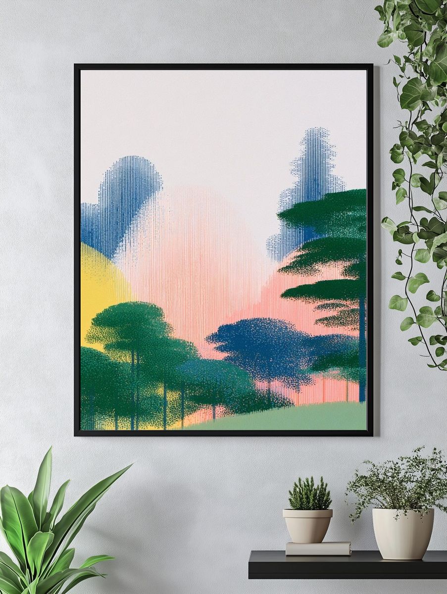 Sunset Forest Illustration Poster. — room view 4
