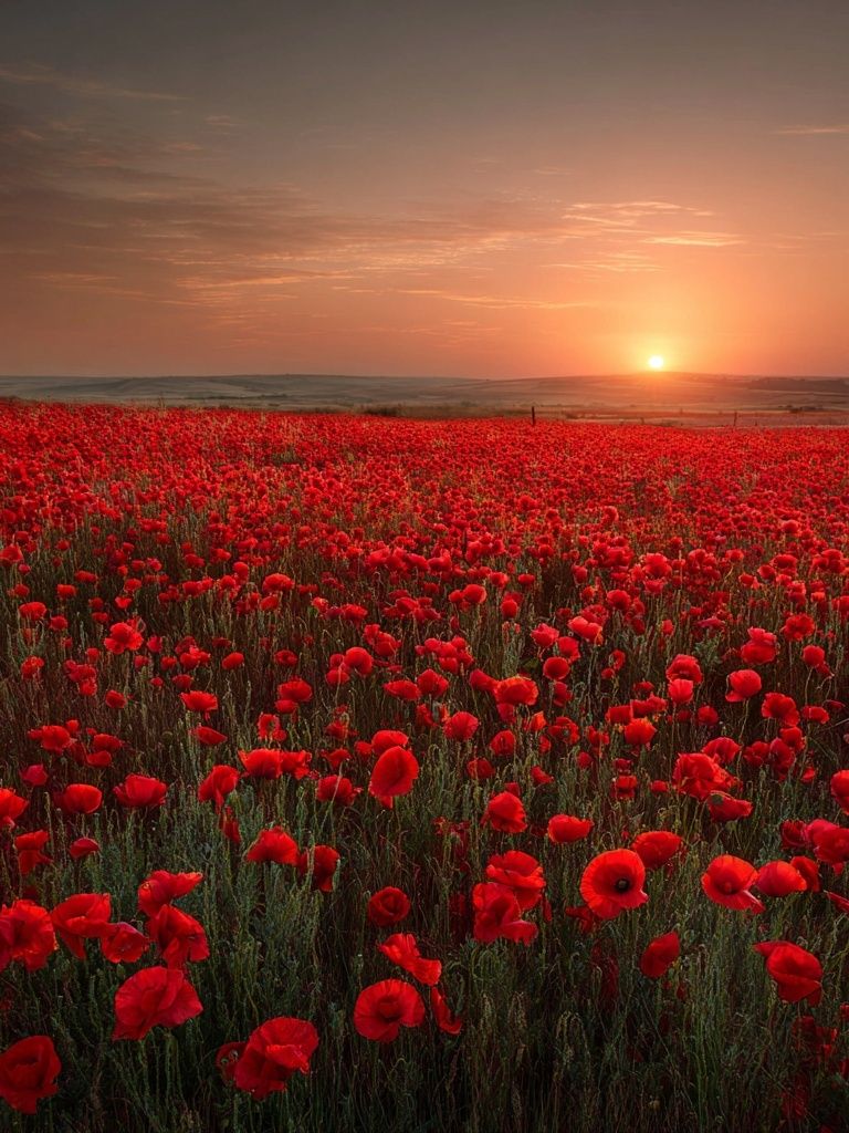 Poppy Field Sunset Nature Print. poster — nature art