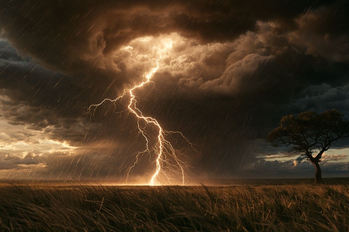 Lightning Storm Over Savanna Poster. poster — nature art